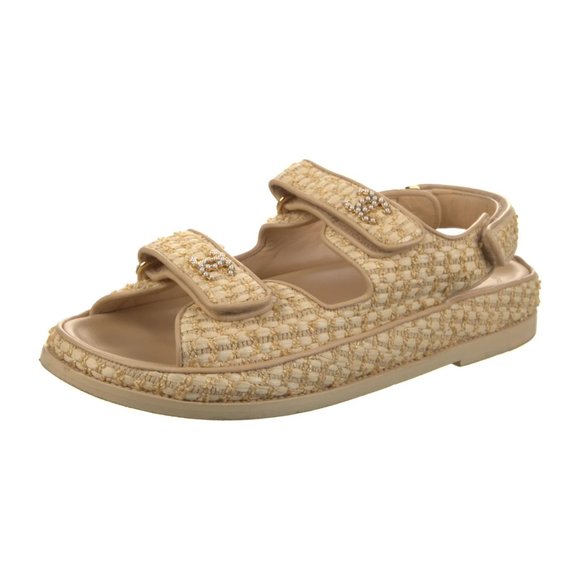 CHANEL Interlocking CC Logo Raffia Espadrilles Dad Sandals Size: 9.5 | IT 39.5 - Picture 2 of 11